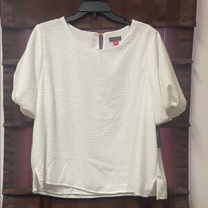 Vince Camuto White Textured Blouse